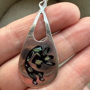 Vintage Artistic Real Silver and Black - Kokopelly Handmade Navajo Earrings